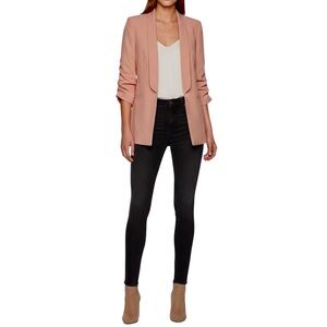ASOS DESIGN gathered sleeves  tailored blazer in blush